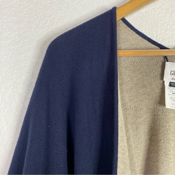 CAbi Blue & Gray Cotton Blend Reversible Wrap Sweater Poncho - Picture 4 of 8